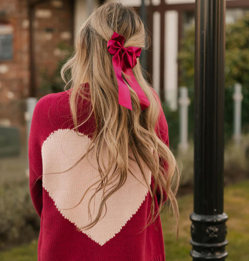 Smash & Tess BIG HEART Cardigan in Berry