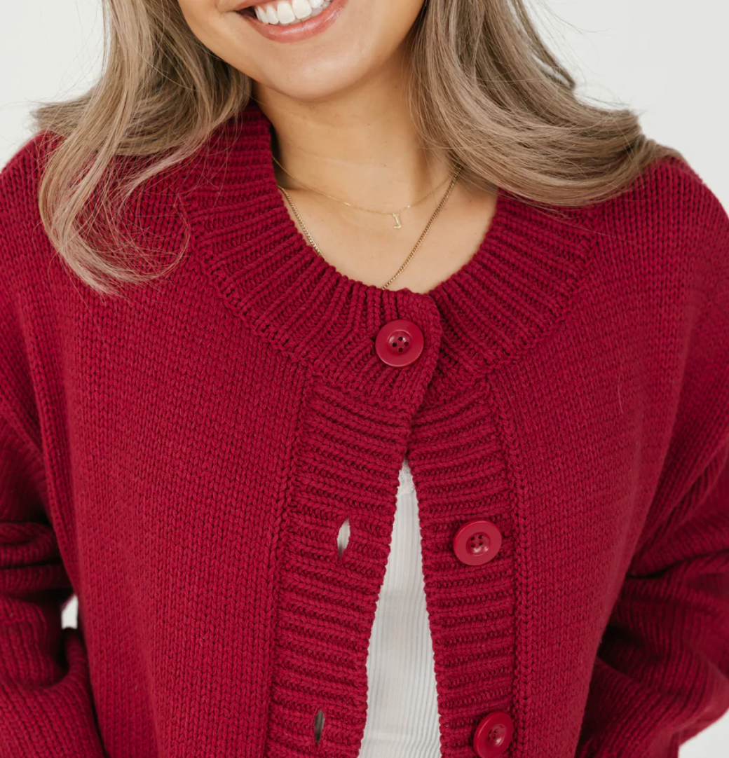 Smash & Tess BIG HEART Cardigan in Berry