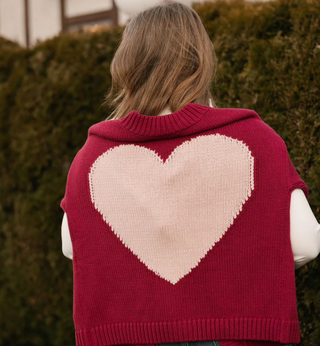 Smash & Tess BIG HEART Cardigan in Berry