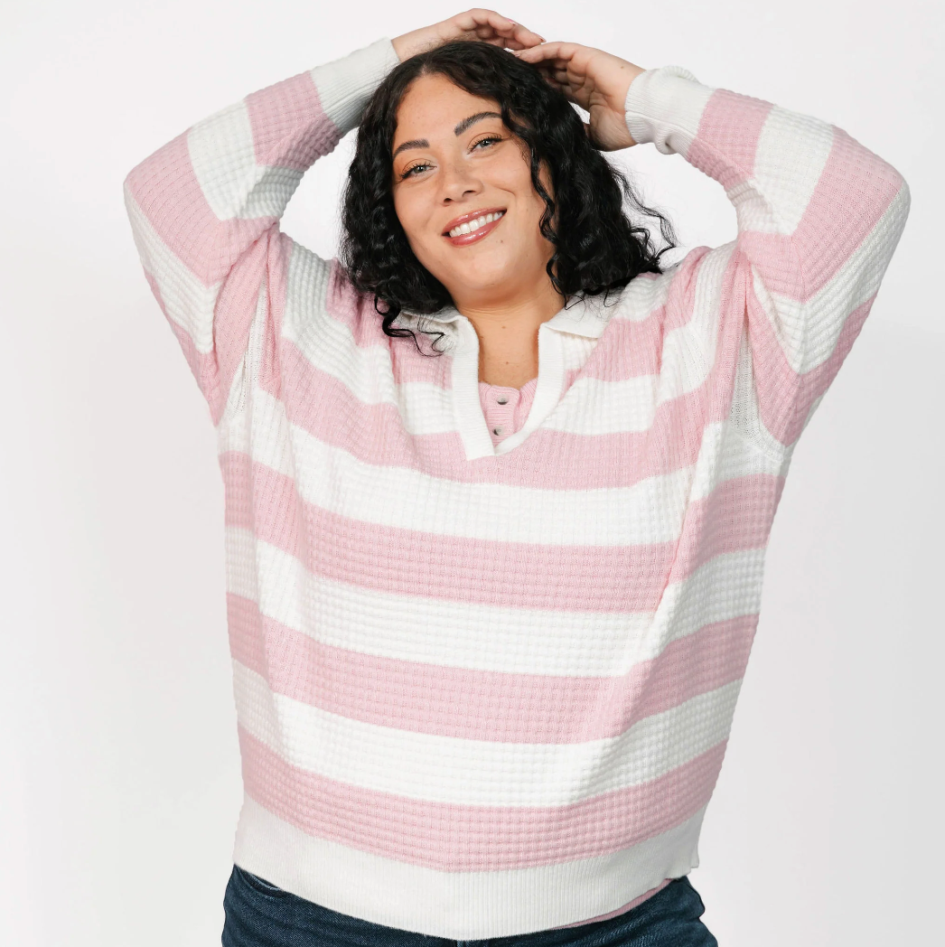 Smash & Tess MEGAN Waffle Sweater - Blossom Pink