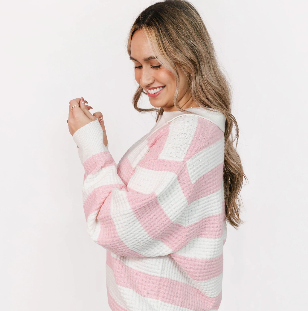 Smash & Tess MEGAN Waffle Sweater - Blossom Pink