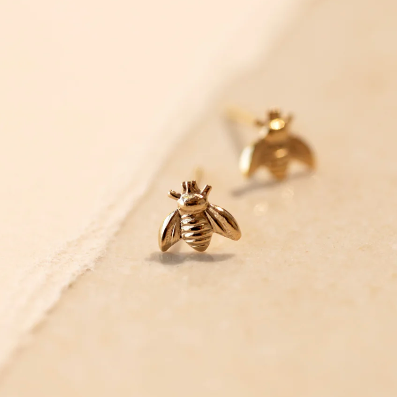 Shiny Soul Creations - Gold Honey Bee Earrings