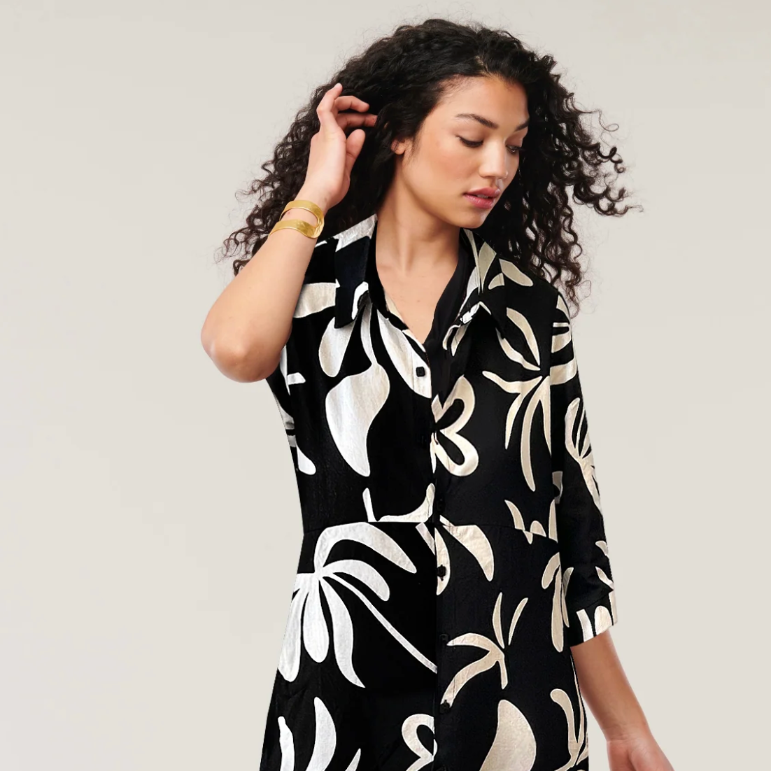 Helene Clarkson Design MADELEINE Linen Blend Button-Down Dress