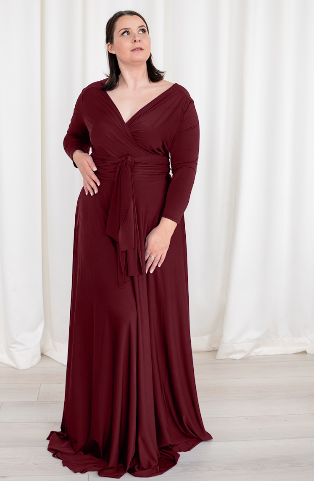 HENKAA Iris Maxi Dress - Burgundy Wine