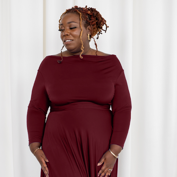 HENKAA Iris Maxi Dress - Burgundy Wine