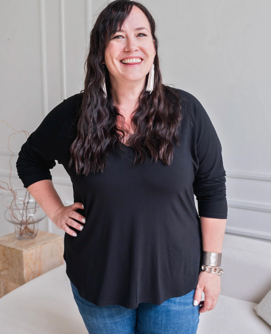 DOTTY Bamboo V-Neck Black