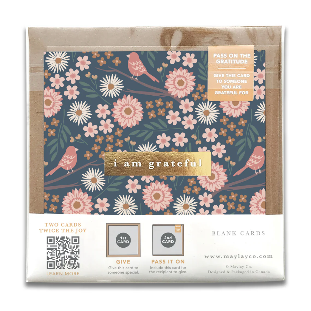 Maylay Co. - Birdy Floral "I Am Grateful" Gratitude Greeting Card