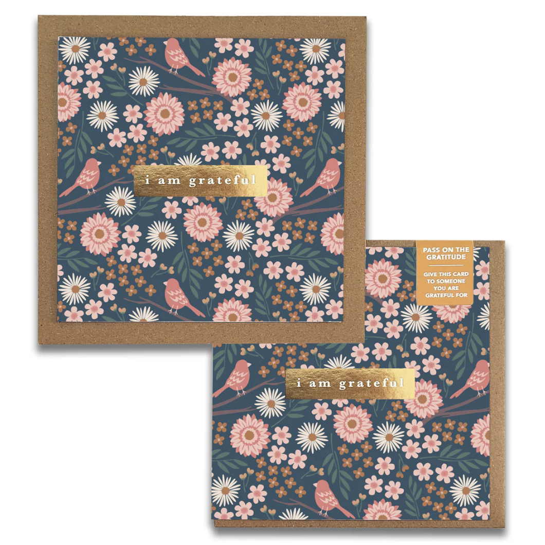 Maylay Co. - Birdy Floral "I Am Grateful" Gratitude Greeting Card