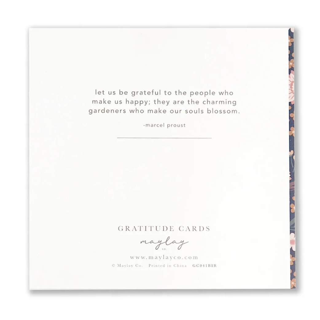 Maylay Co. - Birdy Floral "I Am Grateful" Gratitude Greeting Card