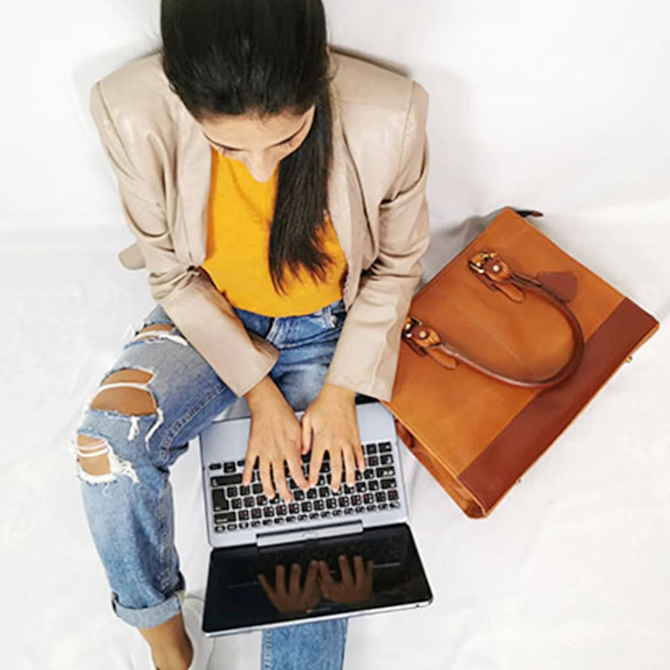 GoodHides TAN Signature 17" Laptop Tote Bag