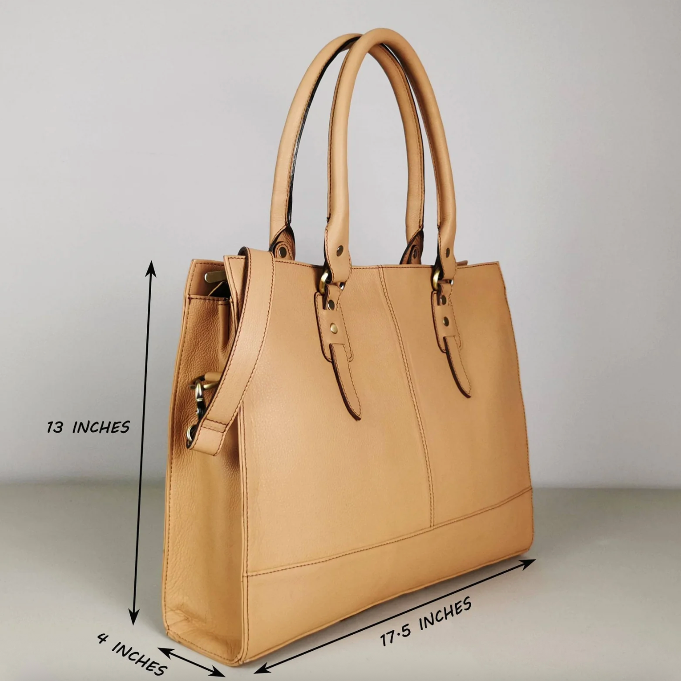 GoodHides BEIGE Signature 17" Laptop Tote Bag