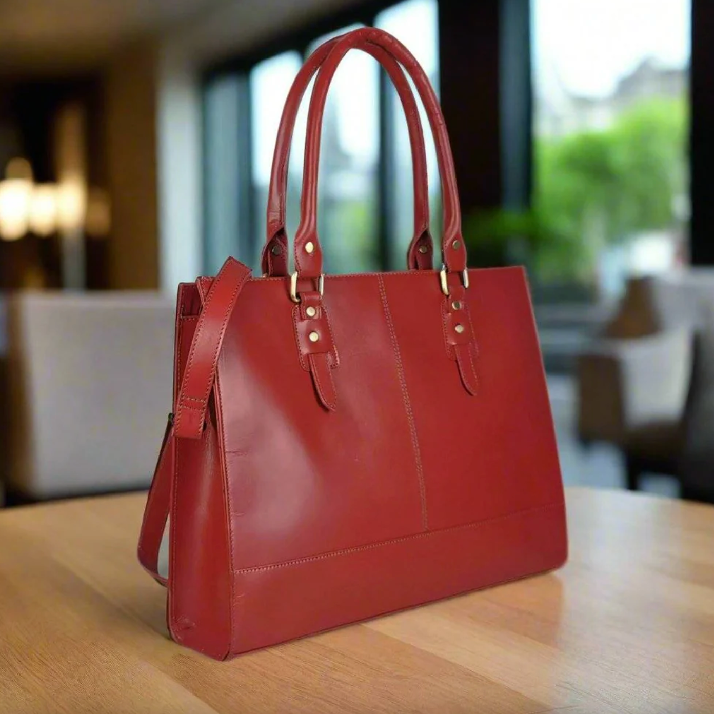 GoodHides RED Signature 17" Laptop Tote Bag