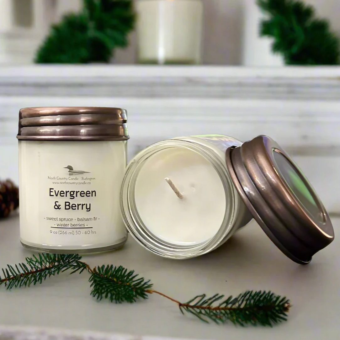 North Country Candle - 9oz EVERGREEN BERRY Candle with Copper Lid