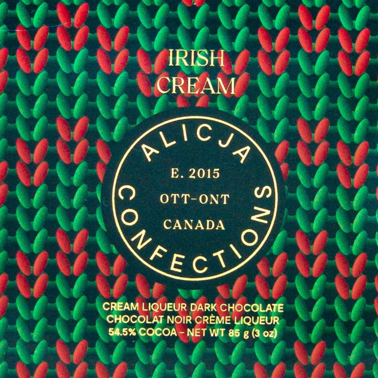 Alicja Confections - Irish Cream Vegan Postcard Dark Chocolate Bar