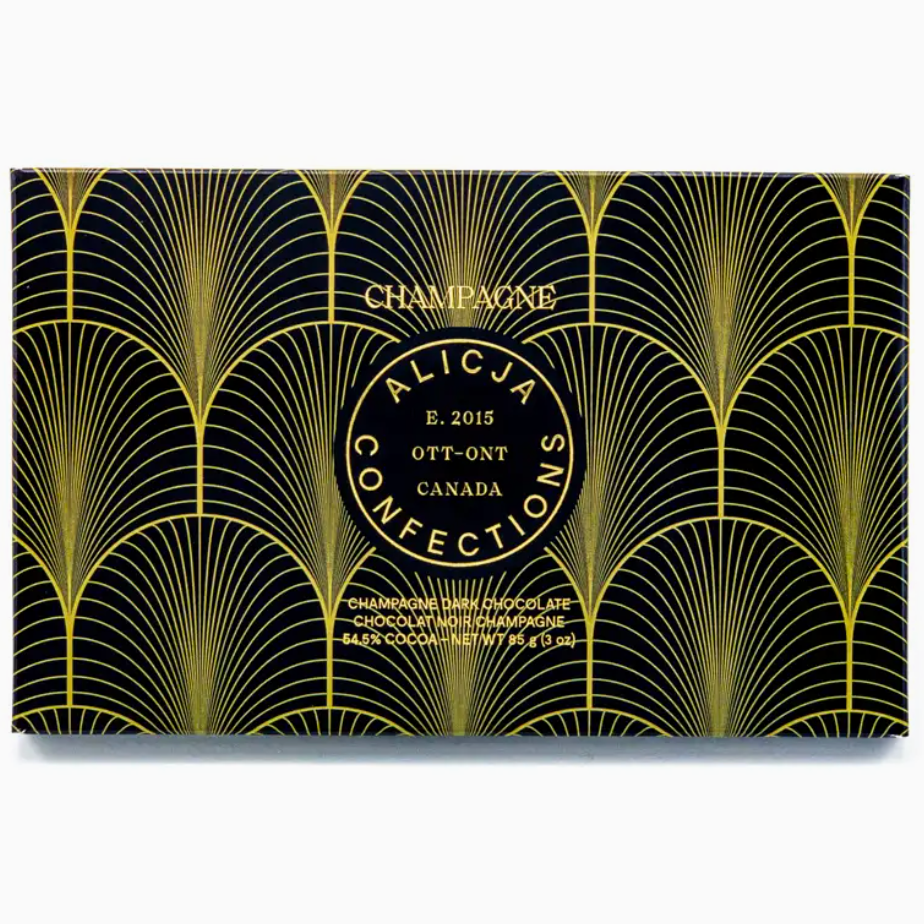 Alicja Confections - Champagne Postcard Vegan Dark Chocolate Bar