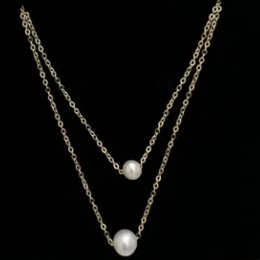 Sarah Baeumler Double Pearl Gold Necklace
