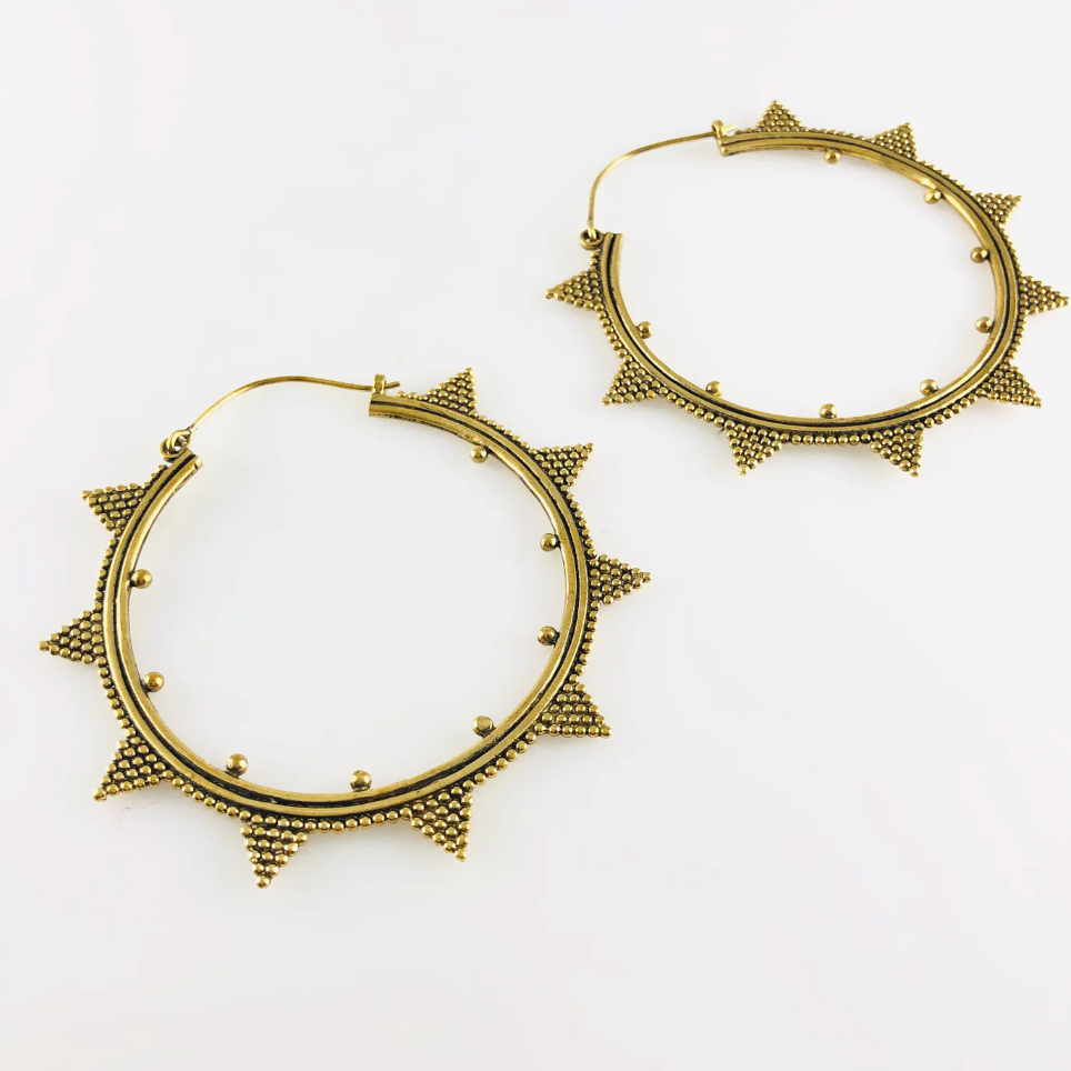 Love Not Fear MIDNIGHT STAR Brass Hoop Earrings