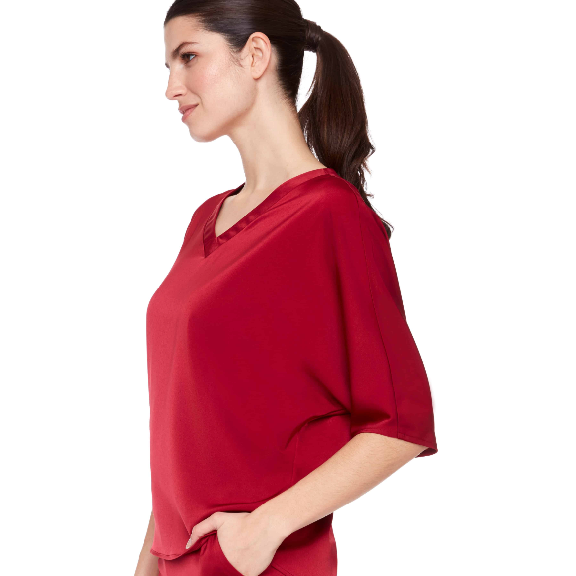 UP! BELIZE Satin V-Neck T-Shirt