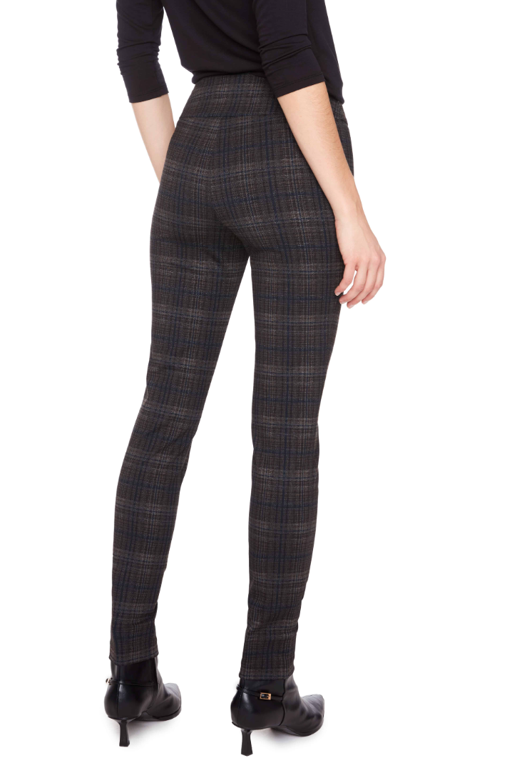 UP! DARK PLAID Heavy Ponte Slim Full-Length Pants