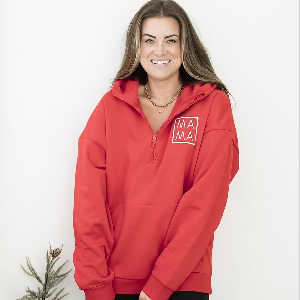 ASHCO Oversized Half-Zip MAMA Hoodie