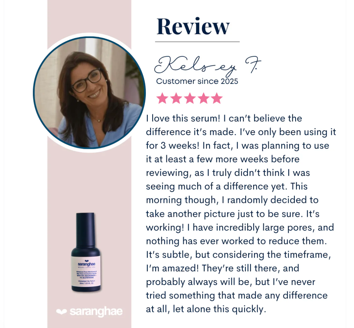 SARANGHAE SKIN Advanced Pore Minimizing & Skin Tone Corrective Serum With 10% Niacinamide + 1% Glutathione