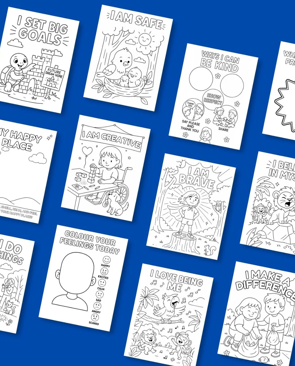 PleaseNotes "My Feelings Matter!" Affirmation & Activity Colouring Book