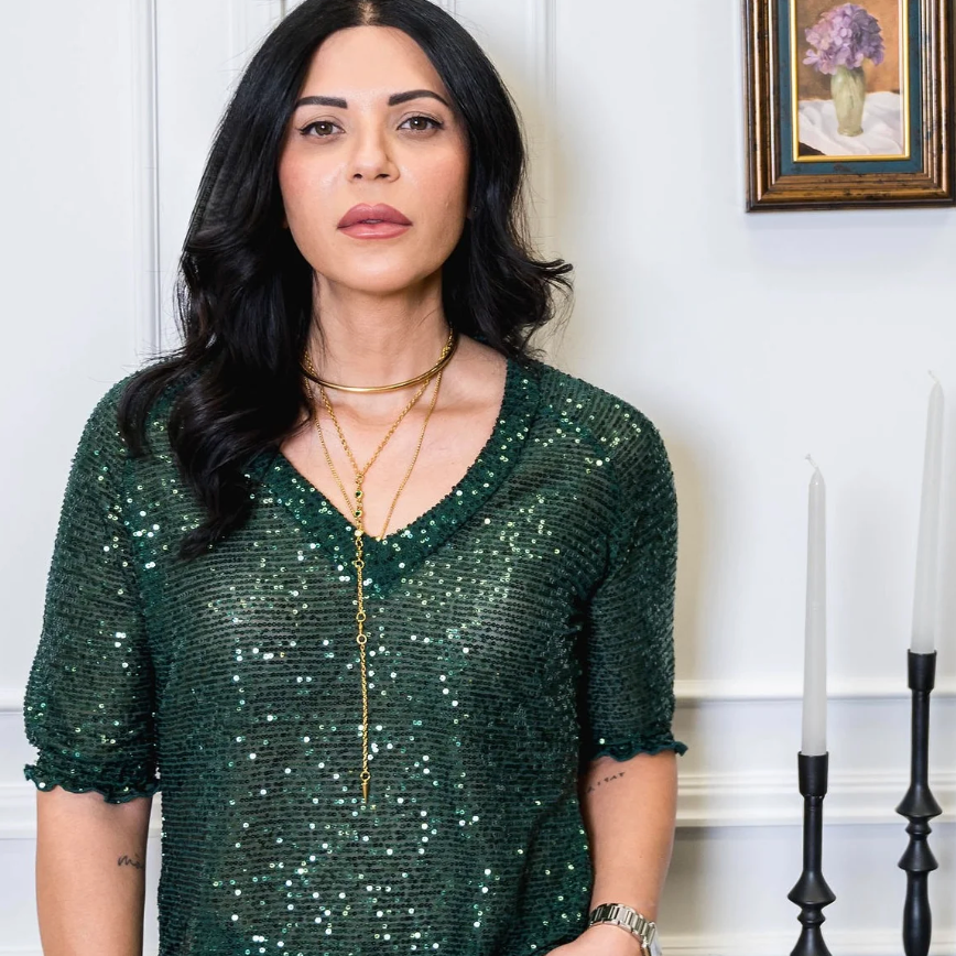 DOTTY Green Sylvi Sequin Tee