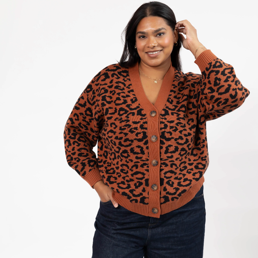 Smash & Tess LEOPARD Cardigan - Rust Brown/Black
