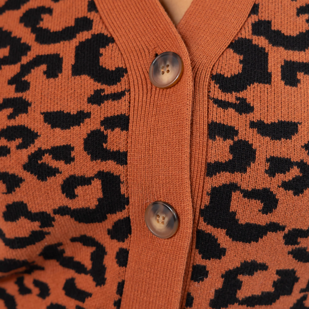 Smash & Tess LEOPARD Cardigan - Rust Brown/Black