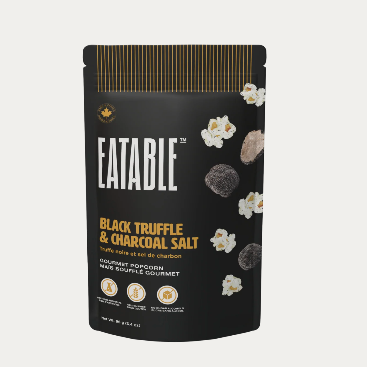 EATABLE Gourmet Popcorn - Black Truffle & Charcoal Salt Kettle Corn
