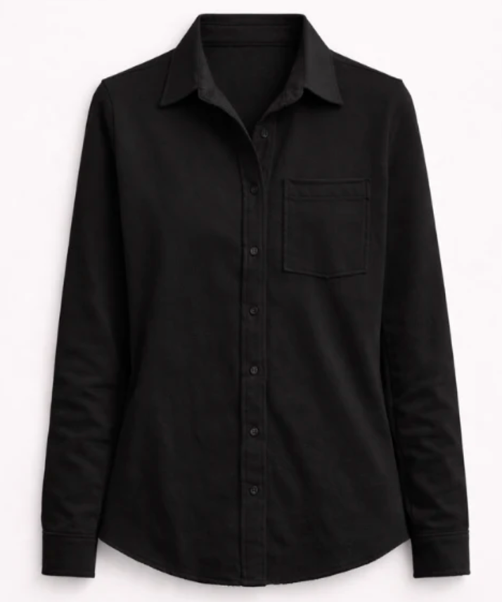 Helene Clarkson Design ALEXANDRA French Terry Button Down Shirt