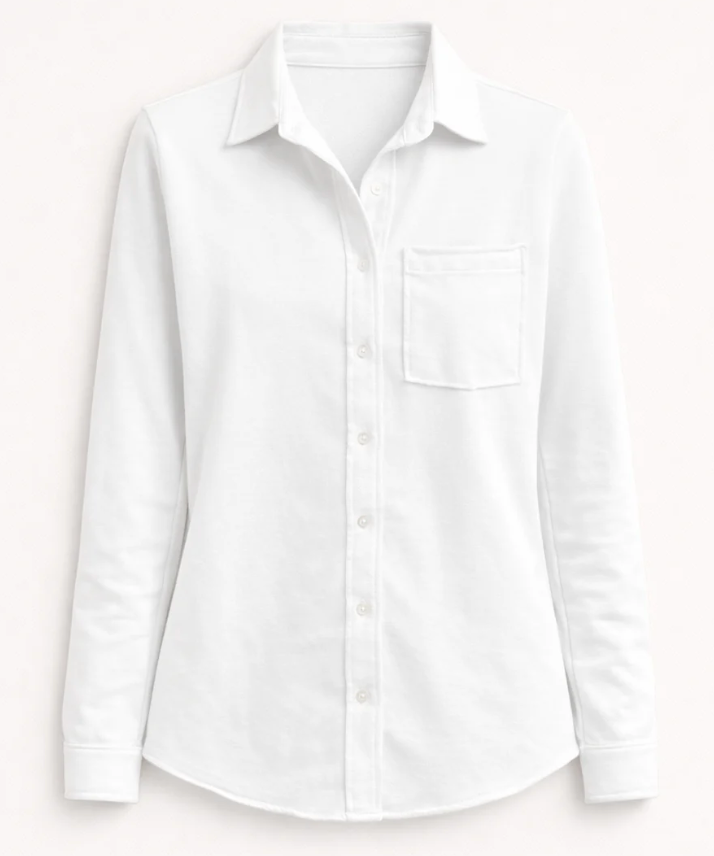 Helene Clarkson Design ALEXANDRA French Terry Button Down Shirt