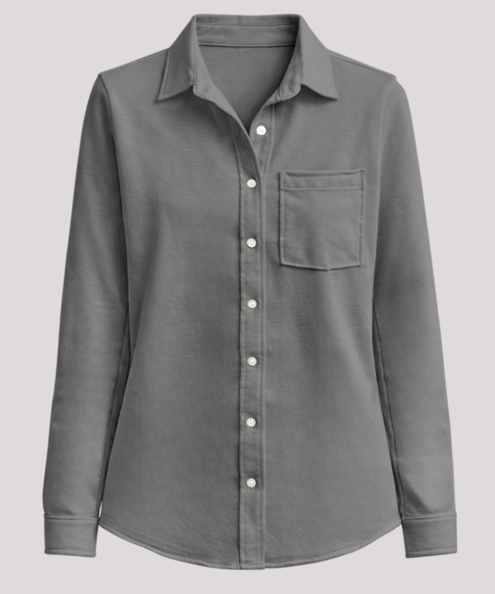 Helene Clarkson Design ALEXANDRA French Terry Button Down Shirt