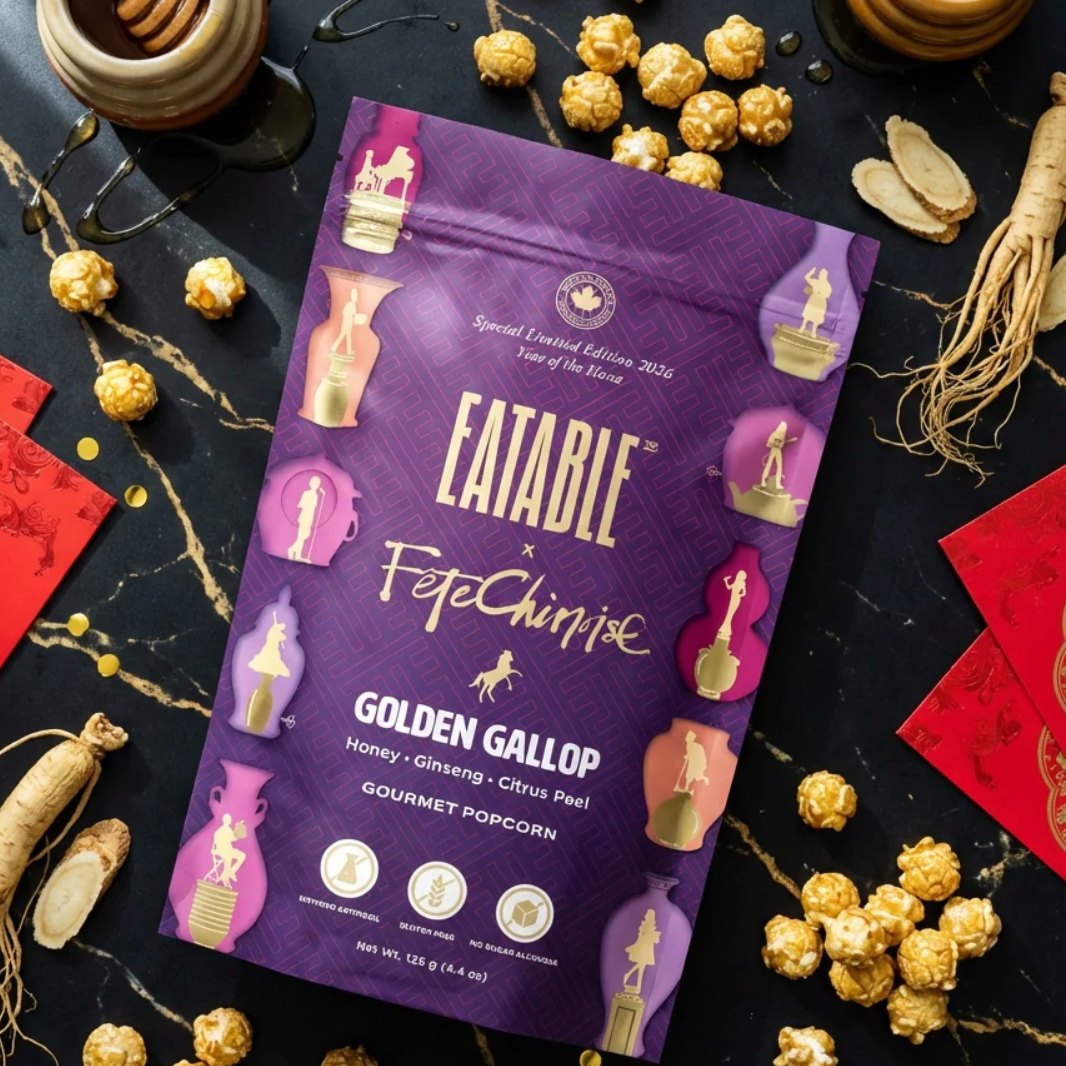 EATABLE Gourmet Popcorn - "Golden Gallop" Lunar New Year with Honey, Ginseng & Citrus Peel