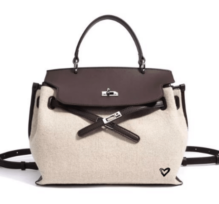 preneLOVE ROSSEAU Genuine Leather & Linen Handbag / Backpack