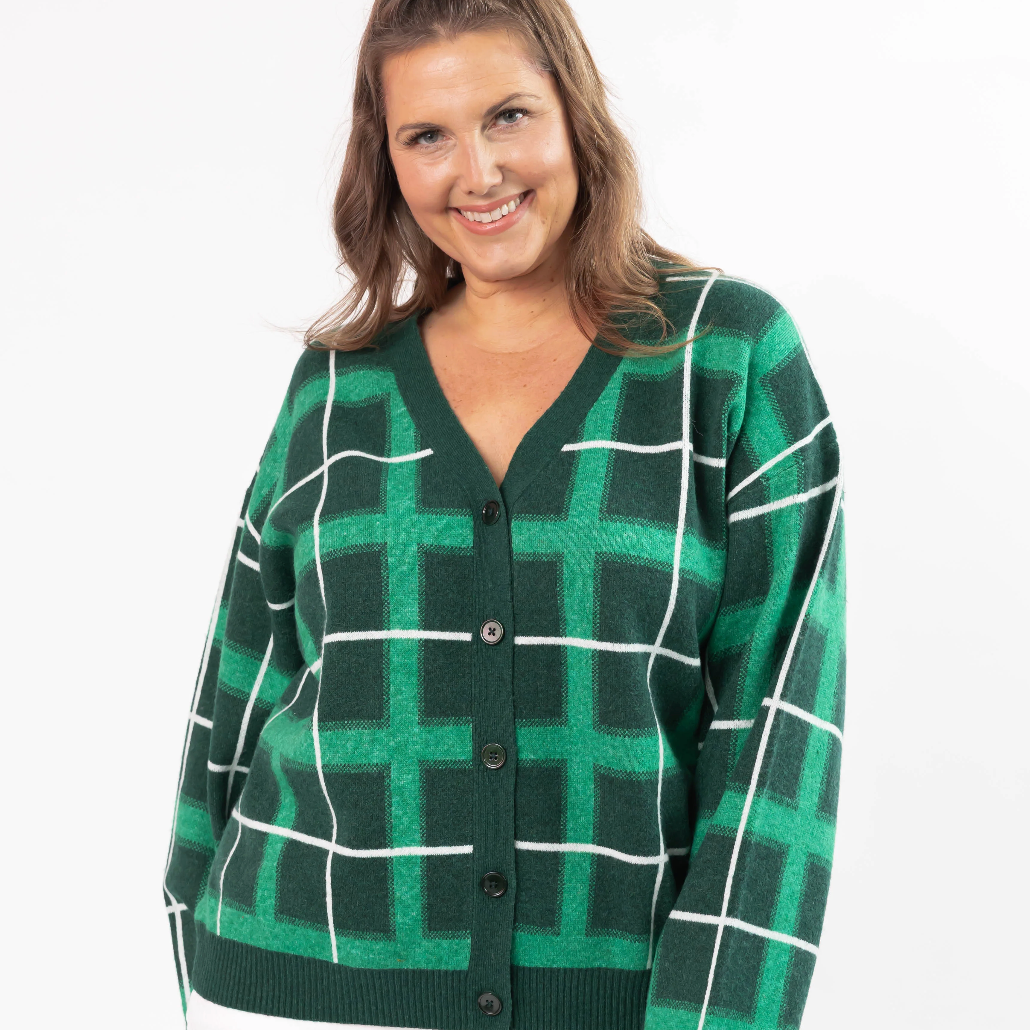 Smash & Tess PLAID Cardigan - Green Combo