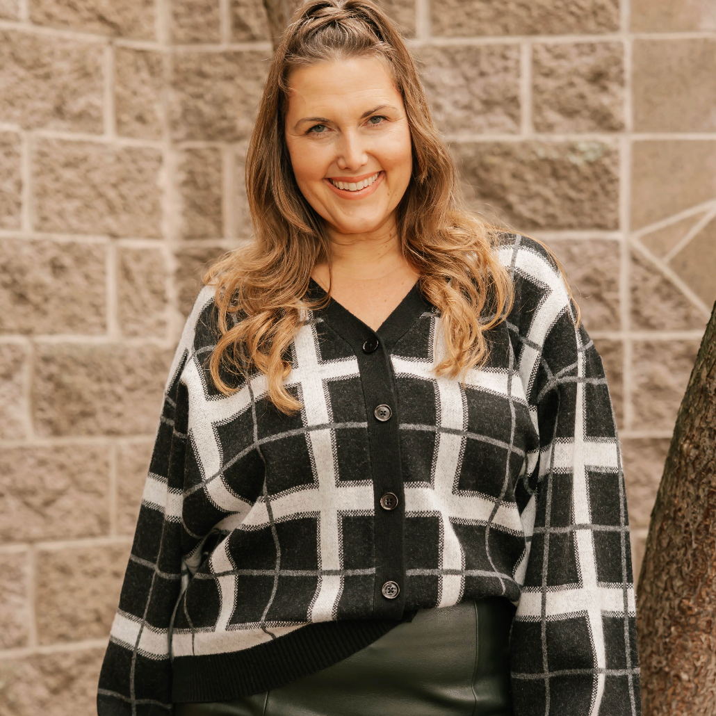 Smash & Tess PLAID Cardigan - Black/White Combo
