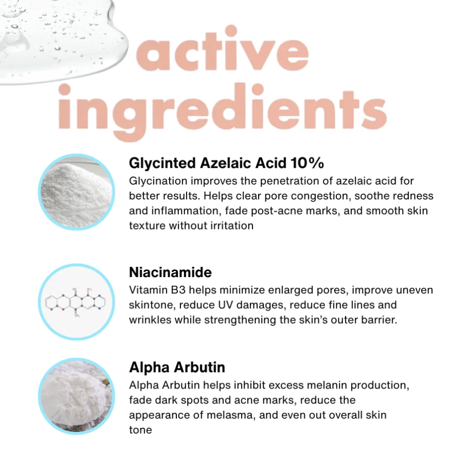 SARANGHAE SKIN Azalume 10 Serum for Sensitive Skin with 10% Glycinated Azelaic Acid + 2% Niacinamide + 1% Alpha Arbutin