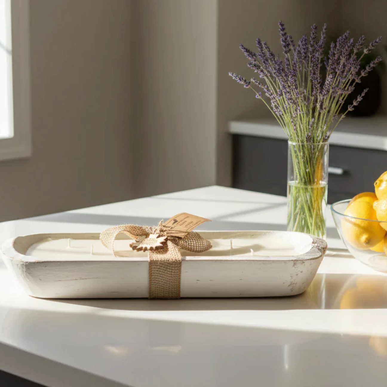 North Country Candle XL Distressed Linen Dough Bowl Candle