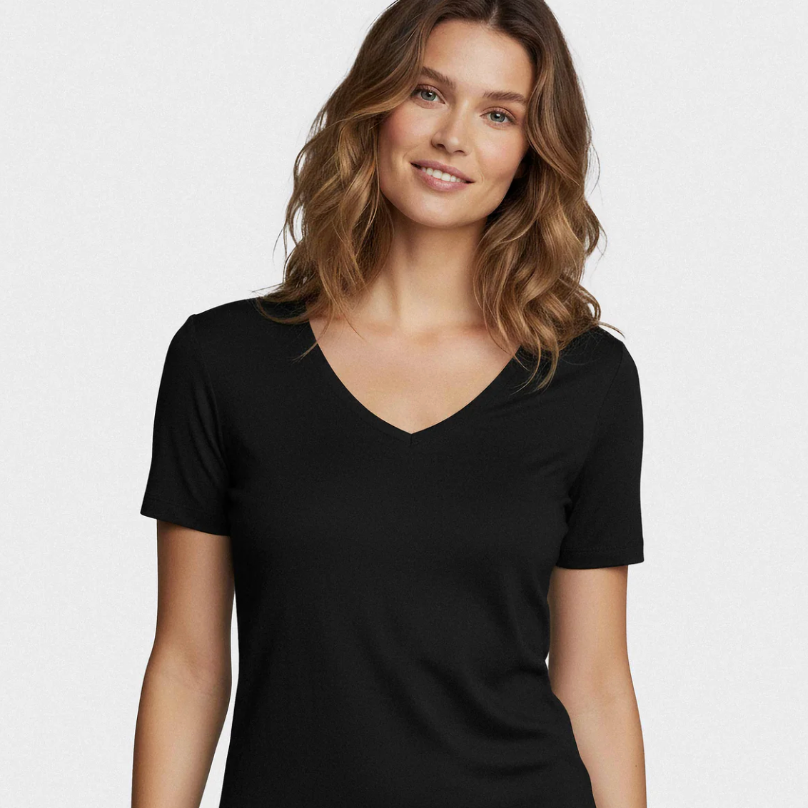 IMPETUS Soft Premium V-Neck Short Sleeve Tee in Wool + Lyocell