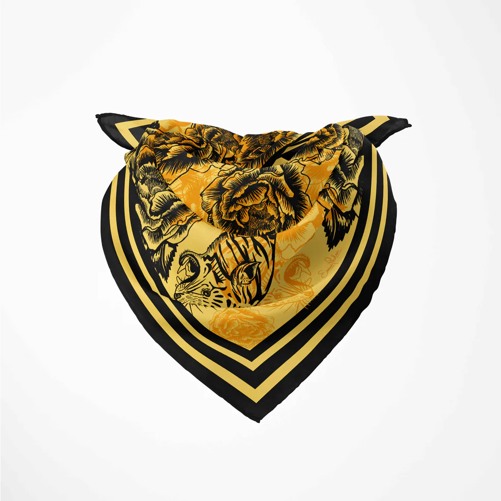 Emma Phelan Design 100% Silk Scarf - Tiger & Peony
