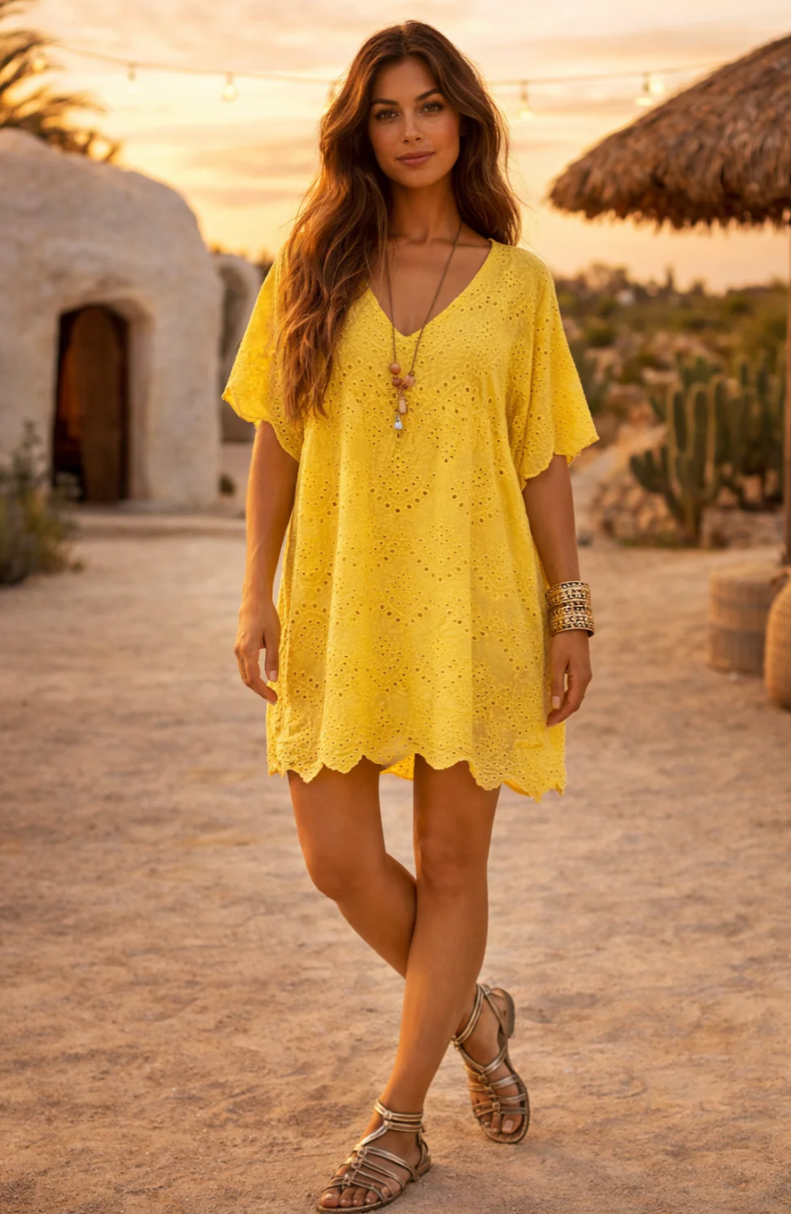 BAZ Italian Linen Eyelet Dress