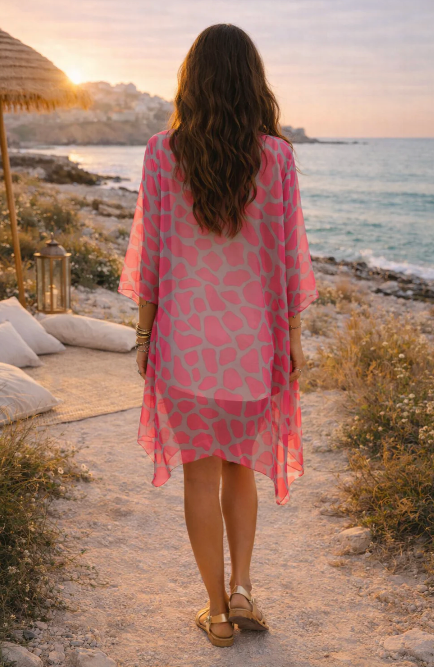 BAZ Kimono - Fuchsia Geo Print