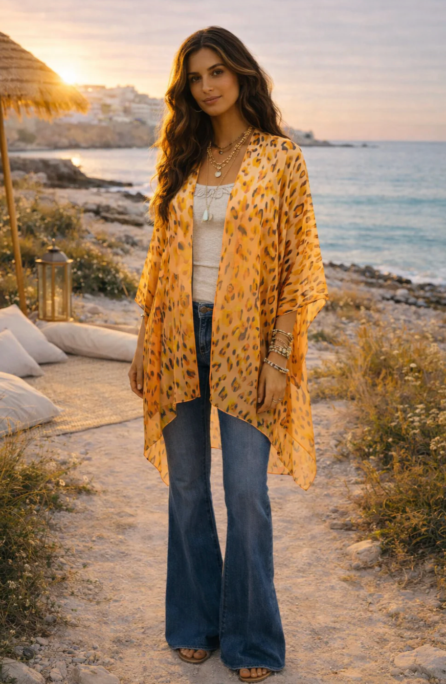 BAZ Kimono - Orange Animal Print