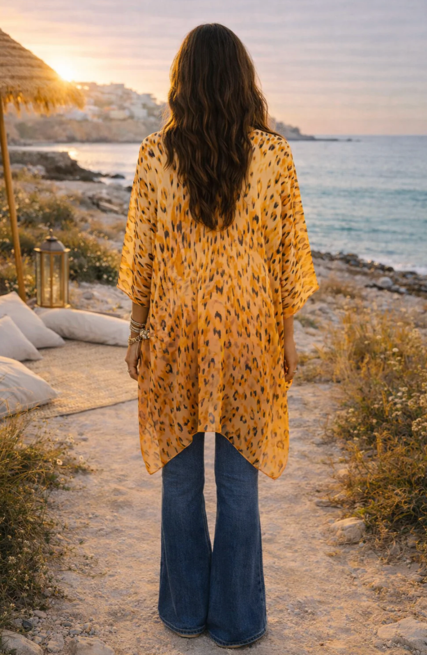 BAZ Kimono - Orange Animal Print
