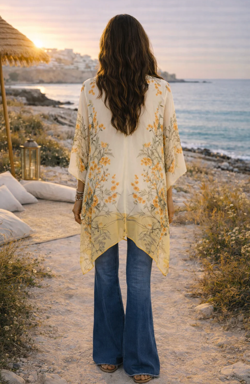 BAZ Kimono - Butter Yellow Floral