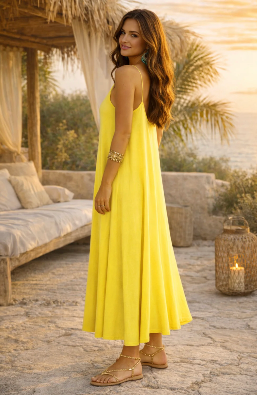 BAZ Italian BRIGHT Linen Slip Dress