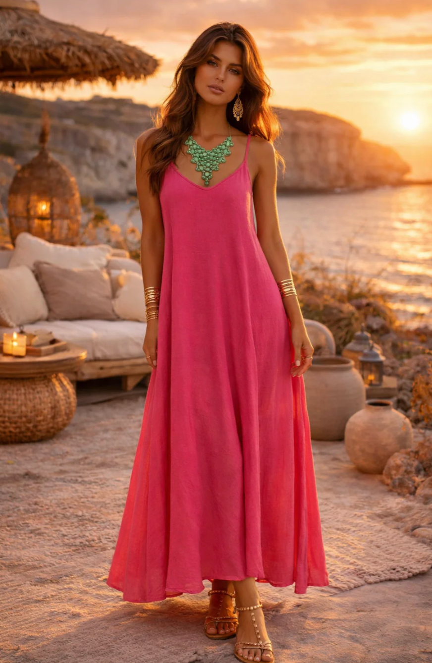 BAZ Italian BRIGHT Linen Slip Dress