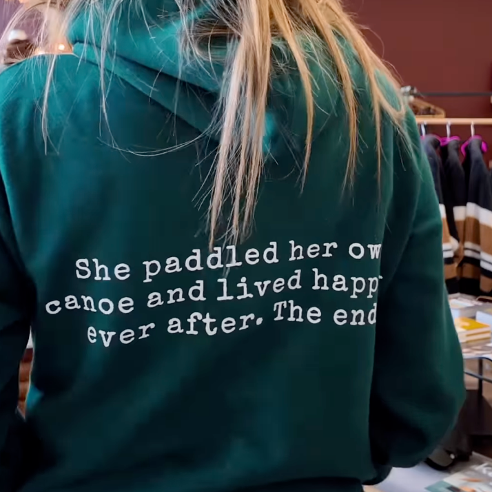 Canoe & Lake Dockside Long Zip Hoodie Emerald Green