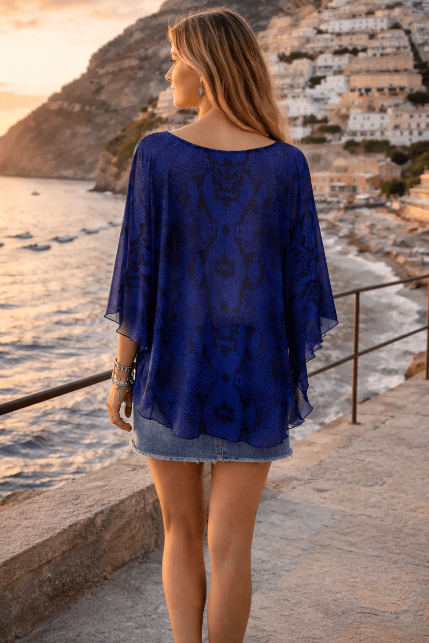 BAZ Chiffon Cobalt-Snake Caftan